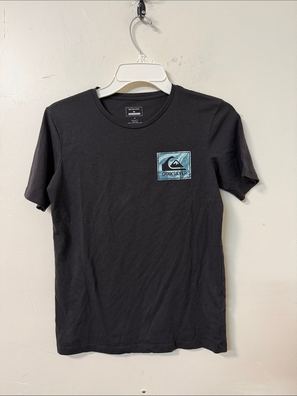 Quiksilver Short-Sleeve Tee with Blue Logo Patch